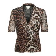 Leopardmønstret Omslagsbluse