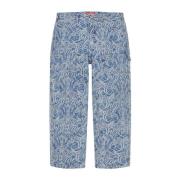 Jacquard Denim Malerbukse Blå