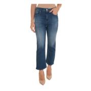 Flared Denim Jeans med Jewel Button