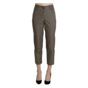 Elegant High Waist Cropped Pants in Gray