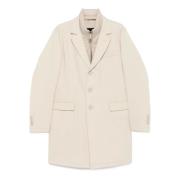 Beige Virgin-Wool Coat med Polstret Design