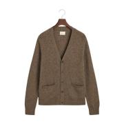 Brun Ullblanding Cardigan Strikket