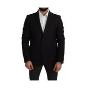 Svart ullblazer Slim Fit Notch