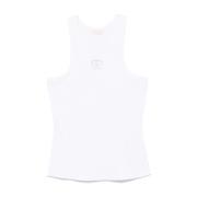 Hvit Ribbet Logo Tank Top