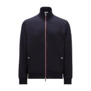 Navy Zip-Up Sweatshirt med Tricolour Trim