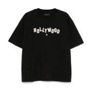 Svart Bomull Jersey T-skjorte med Hollywood Patch