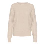 Puff Sleeve Knit Pullover Oat Melange