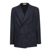 Blå Ull Blazer Elegant Stil