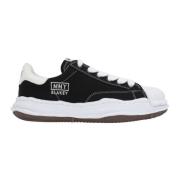 Svart Lerret Lav-Top Sneakers