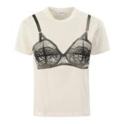 Lingerie Print Bomull T-skjorte