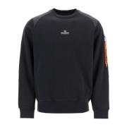 Børstet Bomull Crewneck Sweatshirt med Nyloninnlegg