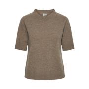 Taupe Gray Strikket Pullover Sweater