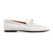 Hvite Skinnloafers Elegante Slip-On Sko