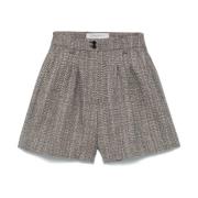 Blå Ull Herringbone Shorts