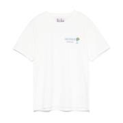 Hvit Bomull Jersey Crew Neck T-skjorte