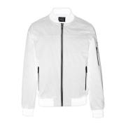 Hvit Windproof Nylon Bomber Jacket