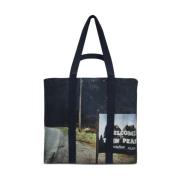 Blå Tote Bag med Marine Print