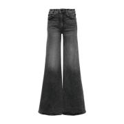 Svart Denim Jeans Flared Hem