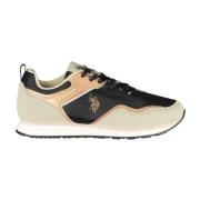 Klassisk Sneaker SvartBeige Kvinner Polyester