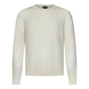 Hvit Strikket Crewneck Genser Aw24