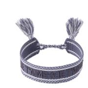 Woven Friendship Bracelet Je T`aime Steel Blue W/Silver