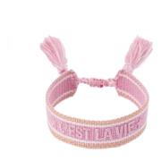 Woven Friendship Bracelet C`est La Vie Rose W/Gold