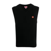 Svart Ull T-Skjorte Polo Vest