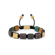 Men`s Ceramic Flatbead Bracelet in Green, Red, Brown Tiger Eye, Green ...