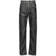 Svart Bomullsblanding FF Print Jeans