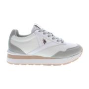 Hvit Polyester Sneaker med Kontrastdetaljer