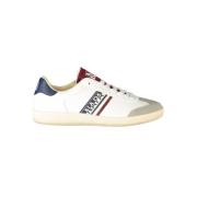 Hvite Polyester Sneakers med Lisser, Kontrastdetaljer, Logo