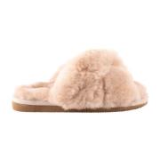 Fluffy Cross Strap Open Toe Slippers