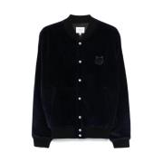 Navy Blue Corduroy Baseball Jacket