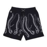 Svarte Sweatshorts med Tentakel Print