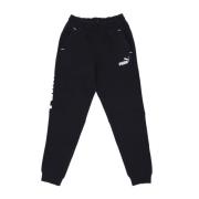 Sort Fleece Sweatpants Elastisk Midje