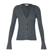 Ribbestrikket Viskose Cardigan