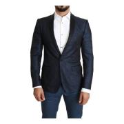 Blå Glitter Blazer Slim Fit Stil