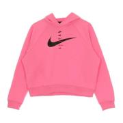 Rosa Glow/Svart Swoosh Hettegenser Kvinner