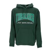 Grønn hettegenser med Thrasher-logo