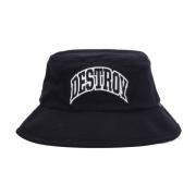 Svart Brodert Bucket Hat Destroy Rebuild