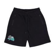 Sort Sweatpant Shorts Elastisk Midje