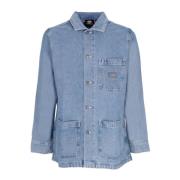 Denim Chore Coat med Krage og Knapper