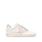 Hvite Sneakers i Distressed Skinn