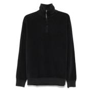 Navy Blue Polo Krage Sweatshirt