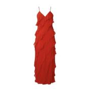 Ruffle-Trimmed Maxi Dress i Summer Red