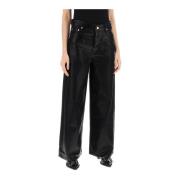 Laminert Finish Wide Leg Jeans