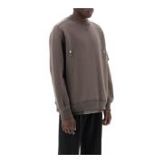 Ribbet Dobbel Hem Sweatshirt med Nylon Detaljer