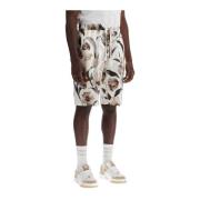 Blomstertrykk Silke Bermuda Shorts Sett