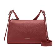 Brun Skinn Crossbody Veske Metall Detaljer