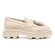 Rosa Skinn Loafers Flate Casual Stil